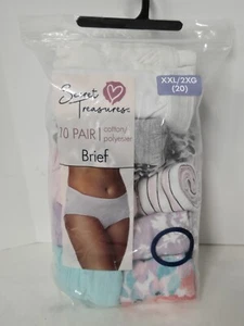 Womens 10 pair Pack Brief Panties Size XXL(20) Multi-Colors Soft Cotton/Poly NEW - Picture 1 of 4