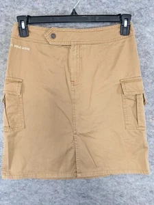 US Polo Assn Skirt Juniors 7 8 Brown Med Wash Straight Carpenter Front Slit - Picture 1 of 12