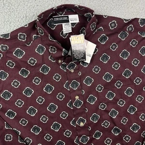 Vintage Alexander Martin Long Sleeve Button Up Shirt Red Pattern Sz Large NOS - Picture 1 of 8