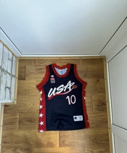 Vintage Reggie Miller USA Champion Basketball Jersey 10 Pacers XS block core - Picture 1 of 8