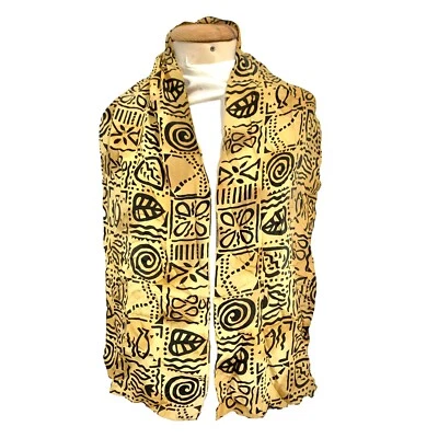 Bufanda de seda rectangular beige geométrico sin marca 60/10 pulgadas #A104 Foto 1 de 3