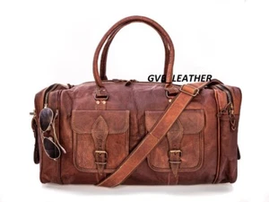 Sale- 22" Leather Travel Bag Duffle Gym Men Vintage Luggage Overnight Weekend - Picture 1 of 4