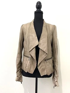 CLASSIQUES ENTIER Size S Brown Jacket Soft Leather Pockets Drape Front Short - Picture 1 of 10