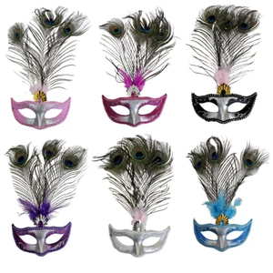 PAQUETE MÚLTIPLE MÁSCARA DE OJOS DE PLUMA DE PAVO REAL MASCARADA HALLOWEEN ELEGANTE MÁSCARA DE VESTIDO - Imagen 1 de 5