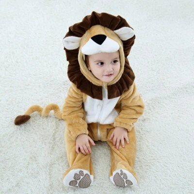 Cartoon Baby Lion Costumes Kigurumi Rompers Infant Toddler Winter Pajamas Outfit - Image 1 of 4