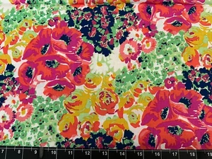 Fat Quarter 18"x21" Spring Flowers Garden Bouquet Floral Vibrant FABRIC COTTON - Picture 1 of 1