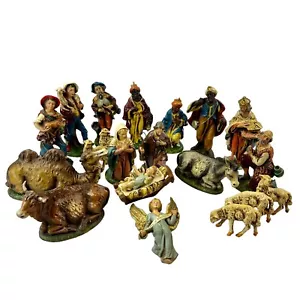 Exceptional 21 Piece Italian 1950s Paper Mache Nativity Set EUC 8” Scale - Picture 1 of 24
