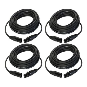 4-Pack 15ft 3Pin Male Cable to 3-Pin Female Shielded XLR Cables for PA Audio DJs - Picture 1 of 20