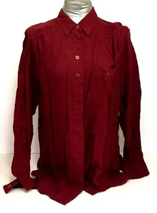 Maggie Lawrence Sport Women's Red Wine Embroidered Long Sleeve Blouse Top Size L - Picture 1 of 5