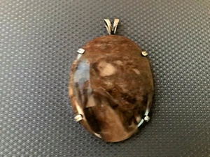 HANDMADE SOUTHWESTERN STONE PENDANT IN STERLING SILVER - 2" LENGTH - Picture 1 of 5