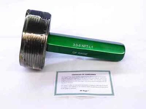 NEW 3" 8 NPT L1 PIPE THREAD PLUG GAGE 3.0 3.00 3.000 3.0000 N.P.T. NATIONAL - Picture 1 of 1