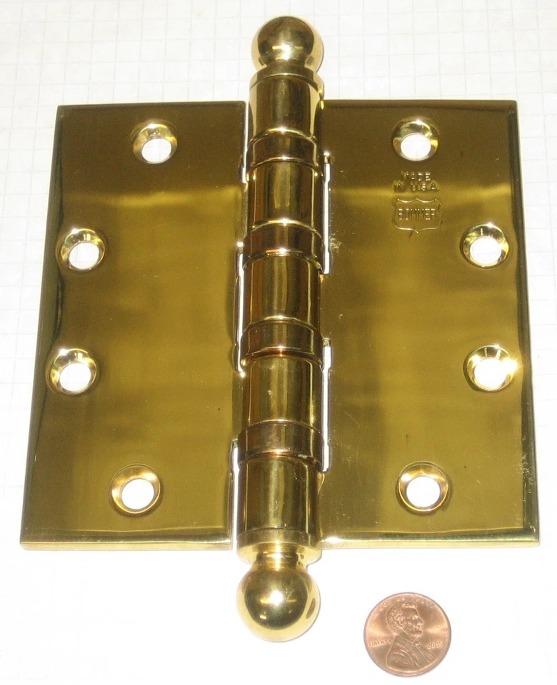 BOMMER #BB5005-450T-605 BISAGRA DE PESO PESADO, LATÓN, PULIDO, 4-1/2"x4-1/2", PUNTA BOLA Foto 1 de 2