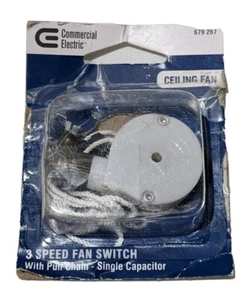 Interruptor de ventilador de cadena de tracción de latón antiguo eléctrico comercial de 3 velocidades - caja abierta - Imagen 1 de 5