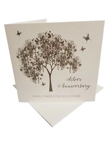 Silver Anniversary Simply Made For Each Other - Handmade Greeting Card by Fiv... - Picture 1 of 1