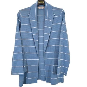 Exclusively Misook Small(?) Light Blue White Stripe Blazer - Picture 1 of 8