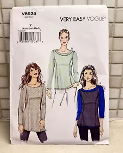Túnica Pullover Top Vogue Muy Fácil Patrón de Costura V8925 XS - M NUEVO Sin Cortar Mujeres - Imagen 1 de 3