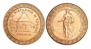 O840, Italien, um 1930 Jugendstil Bronzemedaille, Imkerei, Biene, Bienenstock, Turiner Bank - Bild 1 von 3