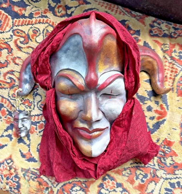 Vintage Hand Made Signed Venetion Carnival Jester Mask - Image 1 of 4