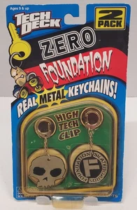 Vintage 90s Tech Deck Zero Foundation Key Chain 2 Pack Metal Skateboard SEALED - Picture 1 of 4