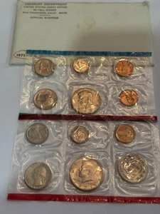 1971 P and D U S MINT 10-COIN SET.  S-CENT INCLUDED. With OGP. OVER 50 Yrs Old. - Picture 1 of 24