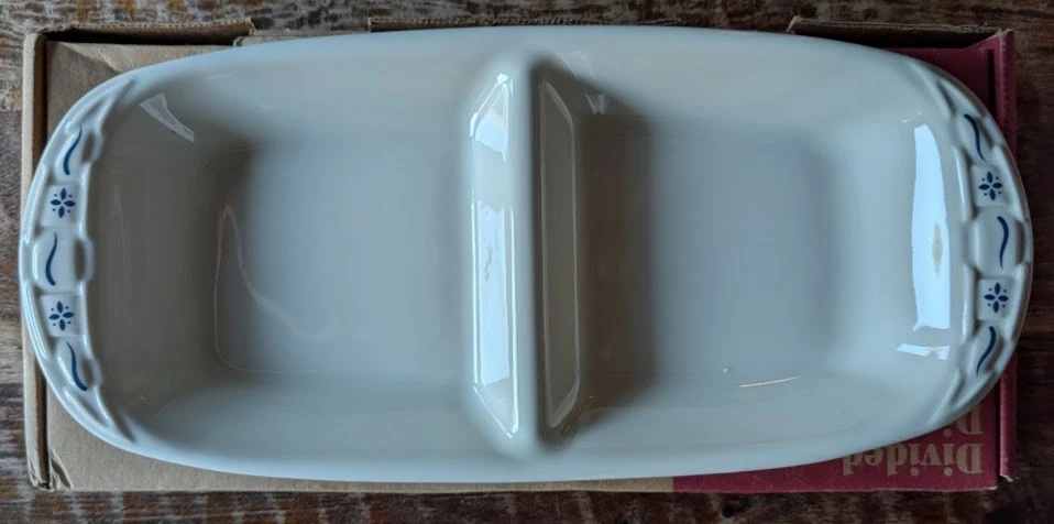 2001 Longaberger Woven Traditions Divided Dish BLUE 31202