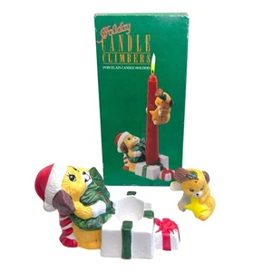 Vintage Giftco Holiday Candle Climbers Porzellan Kerzenhalter Handarbeit Neu im Karton NOS - Bild 1 von 19