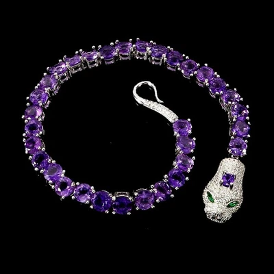 Pulsera de plata de ley 925 amatista ovalada 5x3 mm joyas de piedras preciosas naturales 7,5 pulgadas Foto 1 de 4