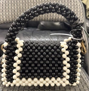 KATE SPADE NEW YORK X TARGET COLORBLOCK BEADED CROSSBODY BAG NWT LTD ED BLK/WHT - Picture 1 of 14