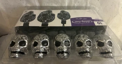 Nuevo Genial Blanco 10 Calaveras Halloween Cadena Luces LED - Casa de Vacaciones Foto 1 de 4