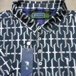 WILLIAM MURRAY Hombres 2XL XXL POLO ATERRIZAJE FORZOSO AZUL MARINO GOLF ELÁSTICO - Imagen 1 de 13
