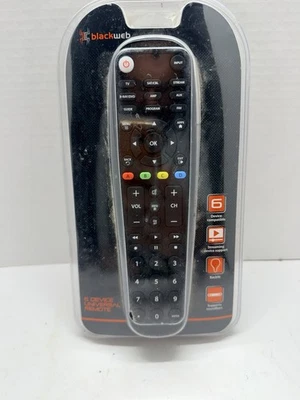 Blackweb 6 Dispositivi Telecomando Universale Nero TV DVD DVR Pulsanti Retroilluminati - Immagine 1 di 2