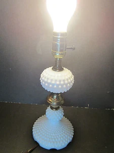 Midcentury White Milk Glass Hobnail Table Lamp Dresser Vanity Hall Desk 12.50”H - Picture 1 of 12