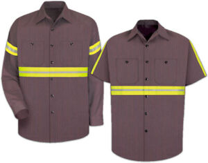 Red Kap Poplin Enhanced Visibility Hi Vis Reflective Safety Work Towing Uniform