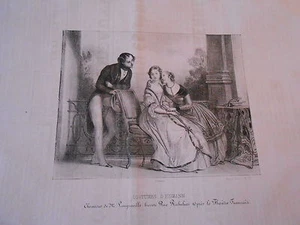 Litho Caricature 1838 - Costume de Humann chemises - Picture 1 of 1