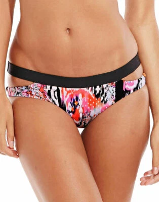 Seafolly Beach Gypsy Bikini Slip Nektarine Größe 10 Schlitzband Cut Out Hipster