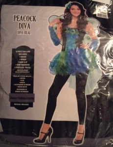 Peacock Diva Costume Juniors Size Medium 6 Piece - Picture 1 of 4