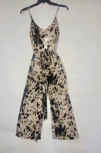 L'Agence Size 2 -100% Silk Animal Print Belted Tie Waist Jumpsuit - Picture 1 of 9