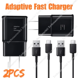 2 Pack For Samsung Galaxy S21 S20 A51 A14 A13 5G A12 Fast Charger & USB-C Cable - Picture 1 of 13