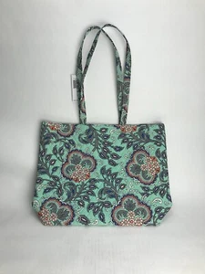 Vera Bradley gesteppte Medium Reißverschluss Beuteltasche Tasche Fächer Blumen | Neu mit Etikett - Bild 1 von 9