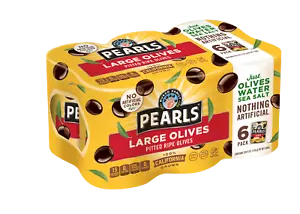 6 Pack Pearl Ripe Pitted Large Black Olives, 6 oz. Free of Major Allergens. - Picture 1 of 15