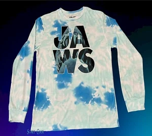 New Jaws Shark Tie Dye Long Sleeve Poster Mens Vintage T-Shirt - Picture 1 of 2
