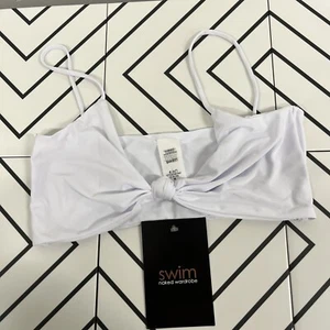 Naked Wardrobe, Women's Front Knot Swim Bikini Top, White, Size M, NWT - Picture 1 of 5