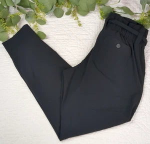 NUEVO SIN ETIQUETAS Athleta Mujer Bolsa de Papel Negra Corbata Frontal Pierna Recta Talla 2 - Imagen 1 de 13