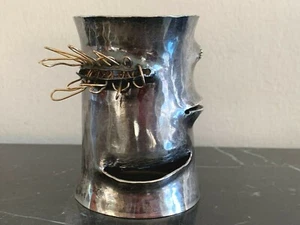 Jarrón de plata de ley y oro de 18 quilates con diseño brutal de Owe Johansson, Suecia 1968 - Imagen 1 de 12