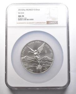 2015 Mo Mexico 5 Onza Silver MS70 NGC *8455 - Picture 1 of 3