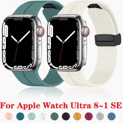 Silicone Band For Apple Watch Series Ultra 8 7 6 SE Strap 44/45/49mm Magnetic - Image 1 of 4
