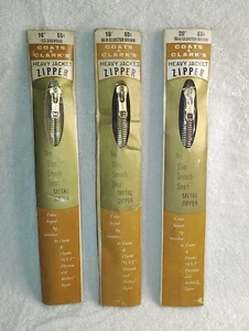 3 Vintage Coats & Clarks Heavy Weight Metal Jacket Zippers New Dogwood, Brown - Picture 1 of 8