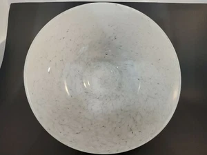 Art Glass Bowl Milky White with black specs 3 7/8" Tall, 9 1/2 dia. - Picture 1 of 3