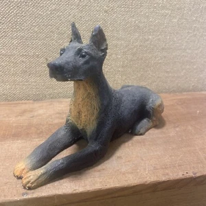 Doberman Pinscher Figura de resina pesada Estatua Black Tan Vintage - Imagen 1 de 7