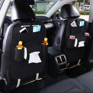 Car Seat Back Protector Storage Travel Pocket Backseat Cover Black - Picture 1 of 5